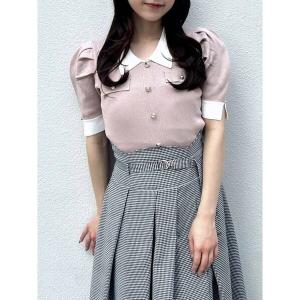 ニット セーター フロントボタンシャツカラーニットトップス レディース