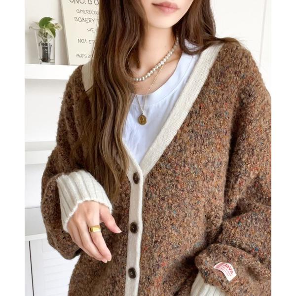 「Java」 ニットカーディガン LARGE ブラウン レディース