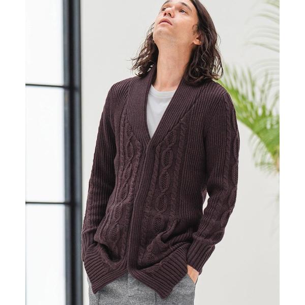 「CAMBIO」 ニットカーディガン M ワイン メンズ