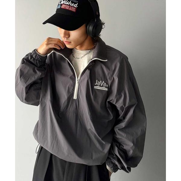 「Java」 ナイロンブルゾン MEDIUM グレー×ホワイト メンズ