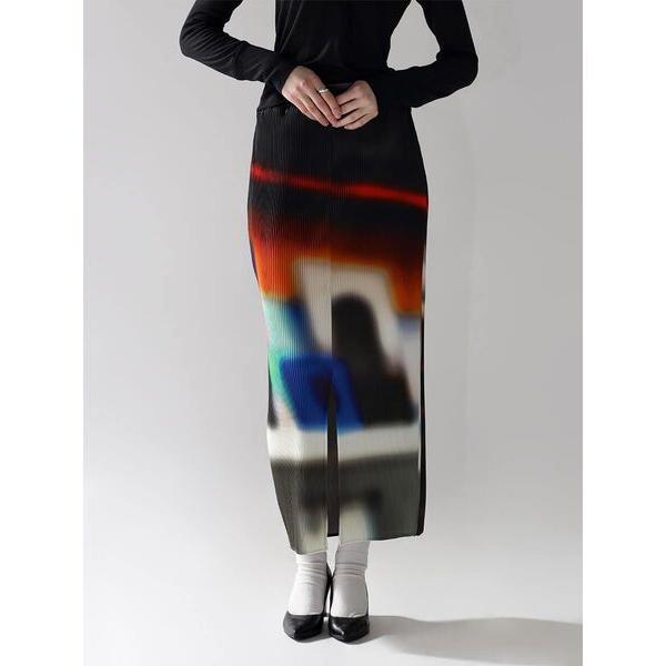 スカート MULTICOLOR DESIGN PLEAT TIGHT SKIRT