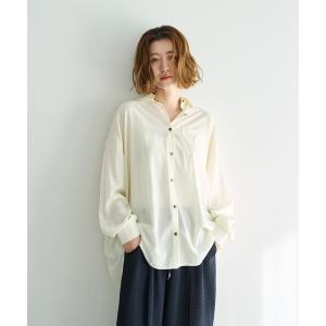 ブラウス シャツ バックギャザーロングシャツ レディース