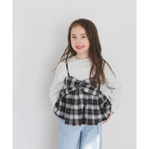 キャミソール 肌着 「大人とお揃い♪」Feels FLOWチェックキャミ(KIDS) キッズ 子供服...