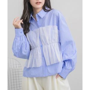 ブラウス シャツ チュールドッキングSH レディース