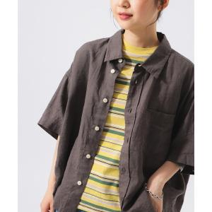 リネンシャツ ブラウス シャツ 半袖 「7/16値下げ」リネン ソリッド ショートスリーブ 「イージーケア」 レディース