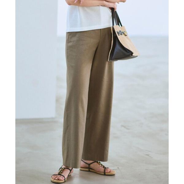 パンツ リネンレーヨンストレッチ ワイドパンツ レディース