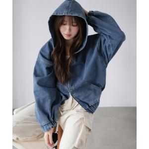 デニムジャケット gジャン ダブルジップデニムパーカーブルゾン レディース