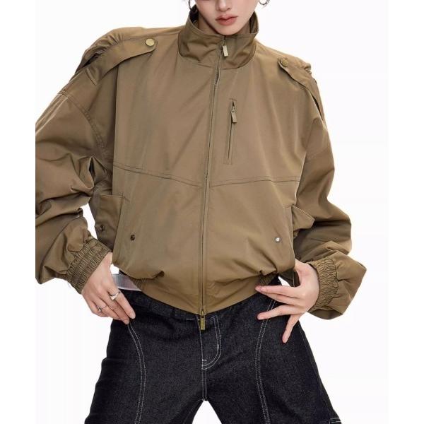 ブルゾン アウター クロップドミリタリージャケット レディース