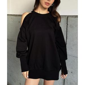 トレーナー スウェット オープンショルダー裏毛トップス レディース