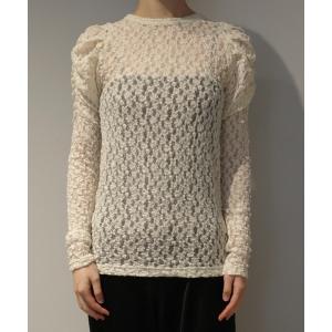 tシャツ MANOF GATHERED SLEEVES LACE CUT TOPS レディース