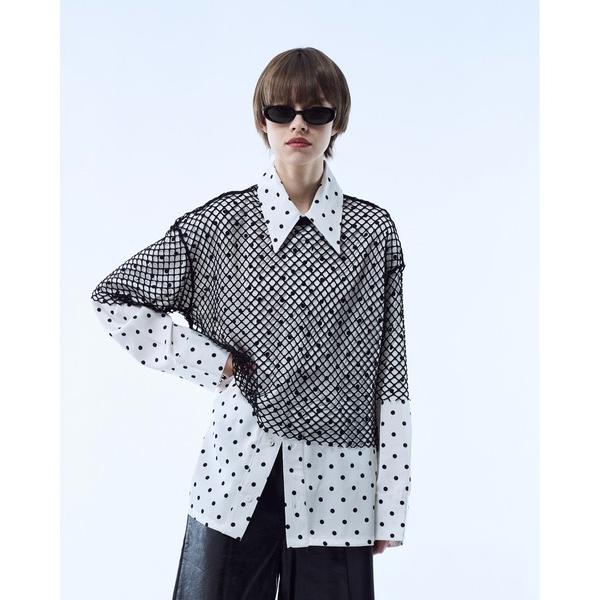 シャツ Mesh layered dot shirt / メッシュレイヤードドットシャツ メンズ レ...