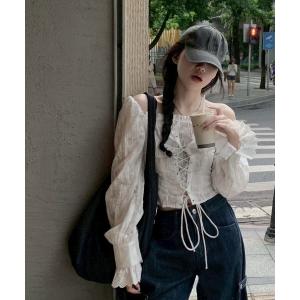 ブラウス シャツ 「LAMPOON」オフショルレースアップブラウス レディース