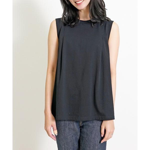 タンクトップ ノースリーブ タックデザイン ノースリーブTシャツ レディース トップス フレンチスリ...