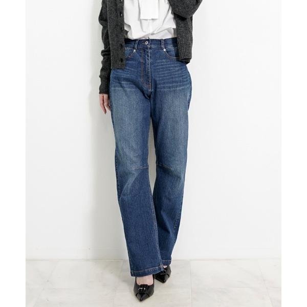 ジーンズ デニム デニムパンツ ハイウエスト ダーツデザイン テーパードストレッチデニムパンツ / ...