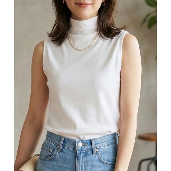 タンクトップ ノースリーブ レイヤード映えハイネックノースリーブインナーカットソー レディース