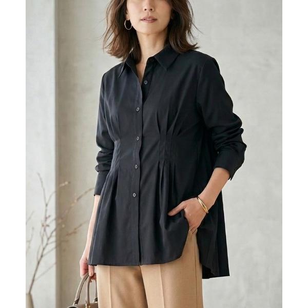 ブラウス シャツ ウエストタック バックプリーツ シャツブラウス レディース 長袖 きれいめ レディ...