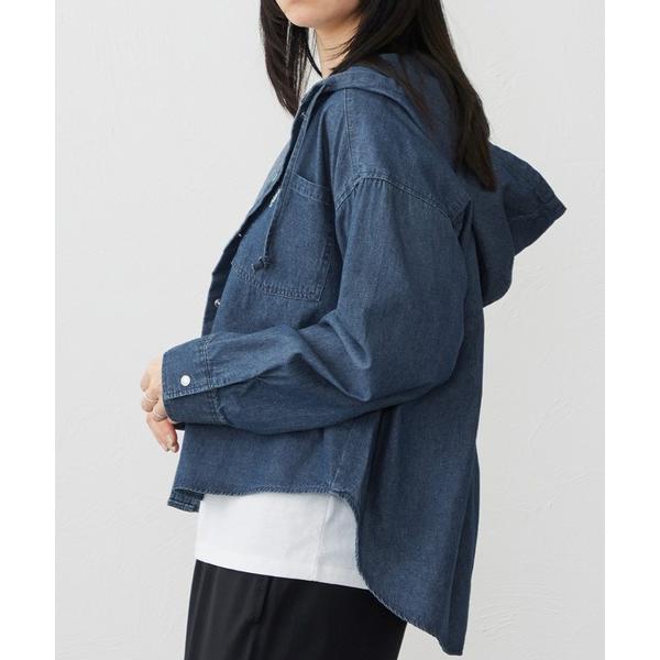 ブラウス シャツ SOMETHING フーデットデニムシャツ レディース