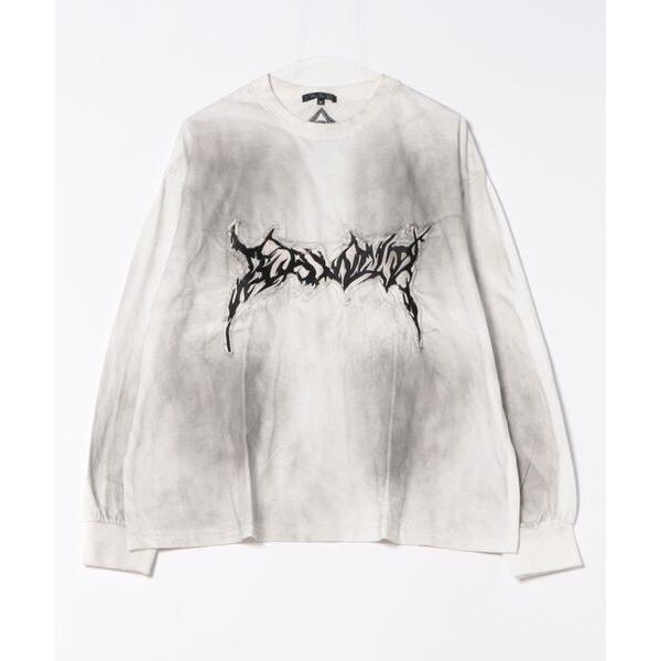 tシャツ Y2K グランジ加工 トライバル ロゴ ワッペン刺繍 クルーネックネック オーバーサイズ ...