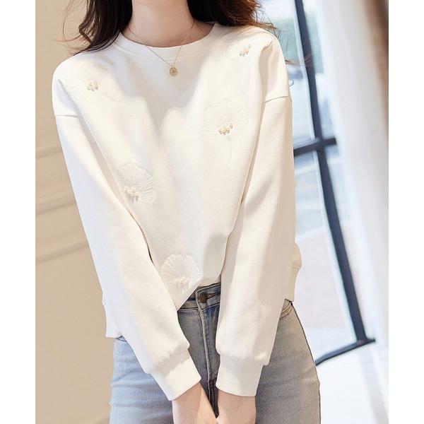 トレーナー スウェット 刺繍入りスウェット レディース