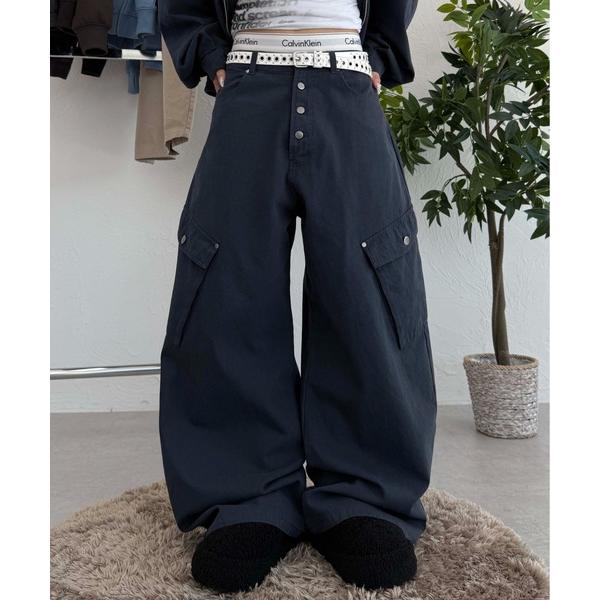 カーゴパンツ ボタンフライダックカーブパンツ メンズ レディース