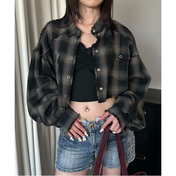 ブラウス シャツ クロップドウエスタンシャツ レディース