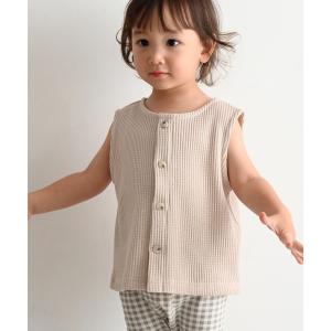 tシャツ 前後2way ノースリーブカットソー ラフリーワッフル キッズ 子供服 男の子 女の子