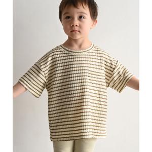tシャツ クルーネック 半袖 Tシャツ ワッフル キッズ 子供服 男の子 女の子
