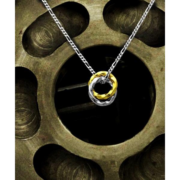 ネックレス SV925 真鍮 ツインリングペンダント Sync Note メンズ レディース