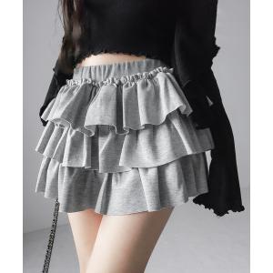 スカート ティアードフリルカットソーミニスカート ／ tiered frill cut and sew mini skirt