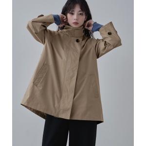 トレンチコート コート 2wayスタンドカラーAラインコート レディース