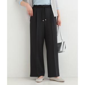 パンツ 「S-LL/着丈選べる/洗濯後しわになりにくい」スマートに見えるイージーワイドパンツ レディース