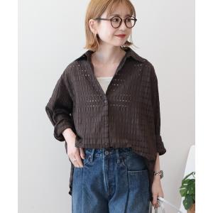 ブラウス シャツ シアーチェックシャツ レディース