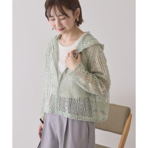 ブラウス シャツ 幾何学レースフードシャツ レディースの商品画像