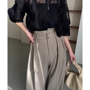 パンツ 「yuu企画」「サイズ展開あり」アシメウエストパンツ レディース