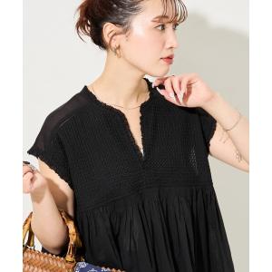 ブラウス シャツ 限定展開　ダイヤ 刺繍 フリル ノースリーブ ブラウス レディース
