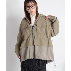 ブルゾン アウター レイヤードドロストジップブルゾン レディース