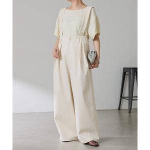 パンツ サスペンダーワイドタックパンツ レディース