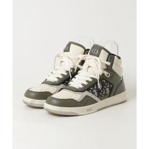 「Dior homme」 B27 オブリーク ハイトップスニーカー 38 グリーン メンズ