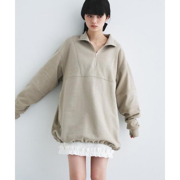 トレーナー スウェット half zip sweat mini dress レディース