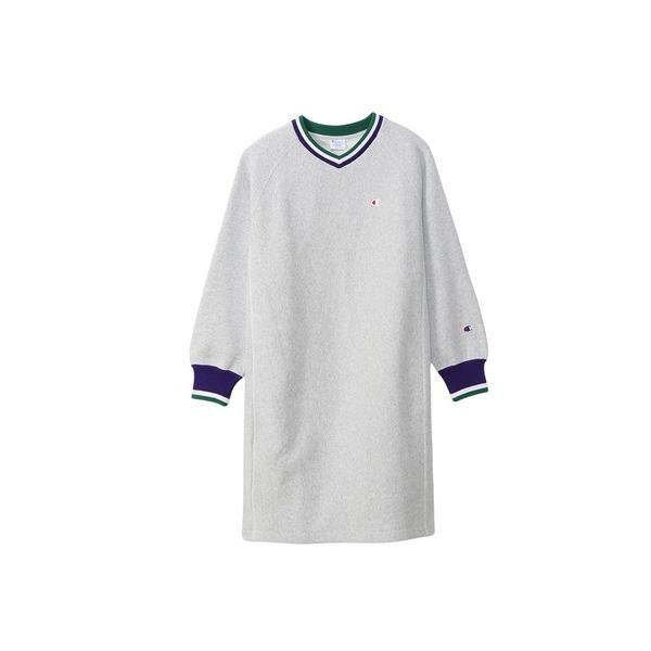 「Champion」 長袖ワンピース MEDIUM シルバーグレー レディース