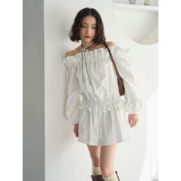 オールインワン デコルテフリルミニロンパース レディース