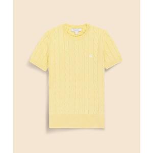 ニット セーター スーピマコットン　GFロゴ　ケーブル　ショートスリーブセーター レディース