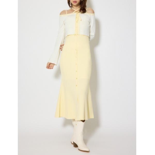 ワンピース ボーダーカーデセットマーメイドニットワンピース　春服