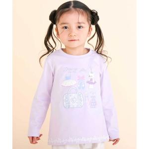 tシャツ 裾レースパッチ刺しゅう天竺長袖Tシャツ...の商品画像
