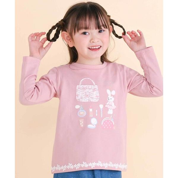 tシャツ 裾レースパッチ刺しゅう天竺長袖Ｔシャツ(80~130cm) キッズ 子供服 女の子