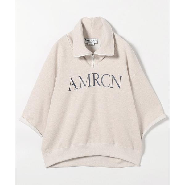 トレーナー スウェット Americana/アメリカーナ クロップドハーフジップ カットオフスウェッ...