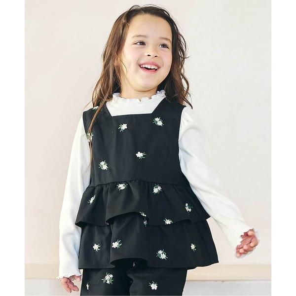 フラワー刺繍ティアードベスト キッズ 子供服 女の子