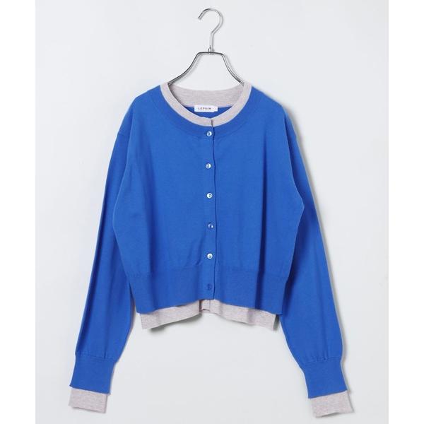 カーディガン 12ゲージ配色レイヤーカーディガン　653190 レディース