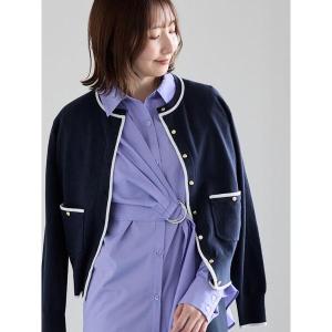 カーディガン ポケット付きクルーネックカーディガン レディース