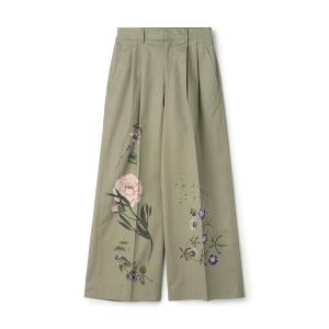 CABaN（キャバン） パンツ モノトーンフラワープリント フレアパンツ